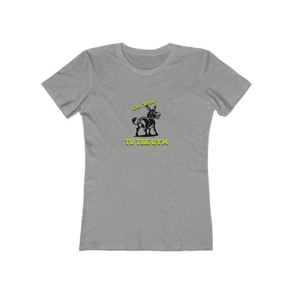 Gray t-shirt with a graphic and text on a white background