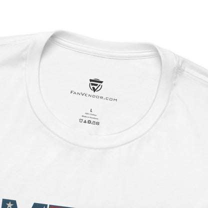 White t-shirt with 'FanVendor.com' logo and text on a white background