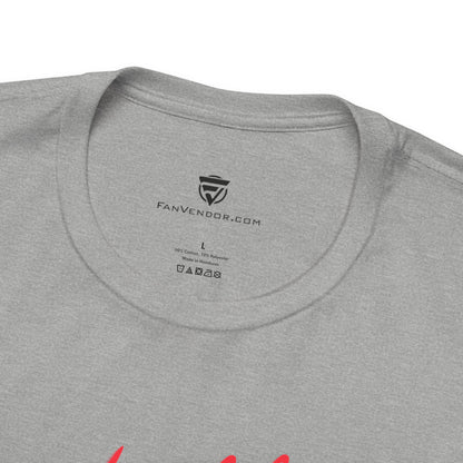 Gray t-shirt with 'FanVendor.com' logo and text on the collar area.