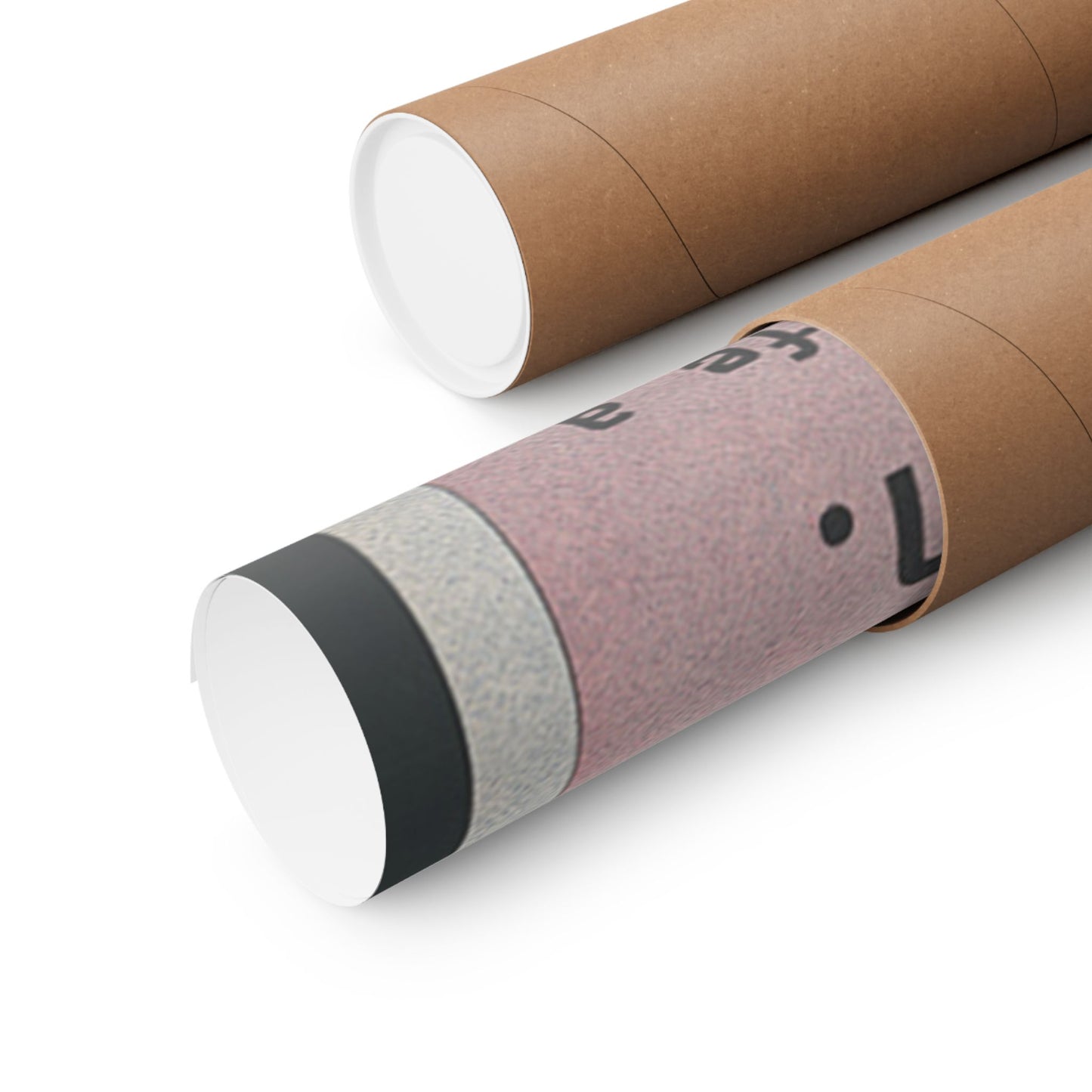 Two cardboard tubes with different finishes on a white background