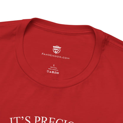 Red t-shirt with 'FanVendor.com' logo and text on a white background