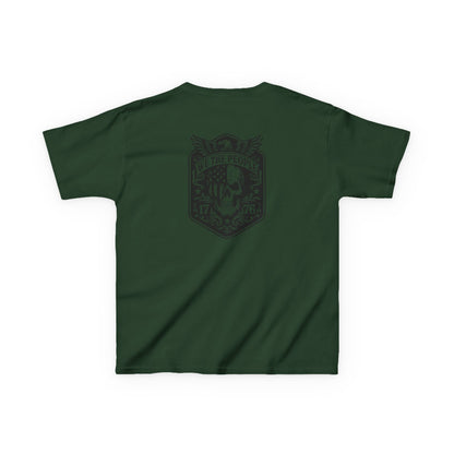 Green t-shirt text on a white background