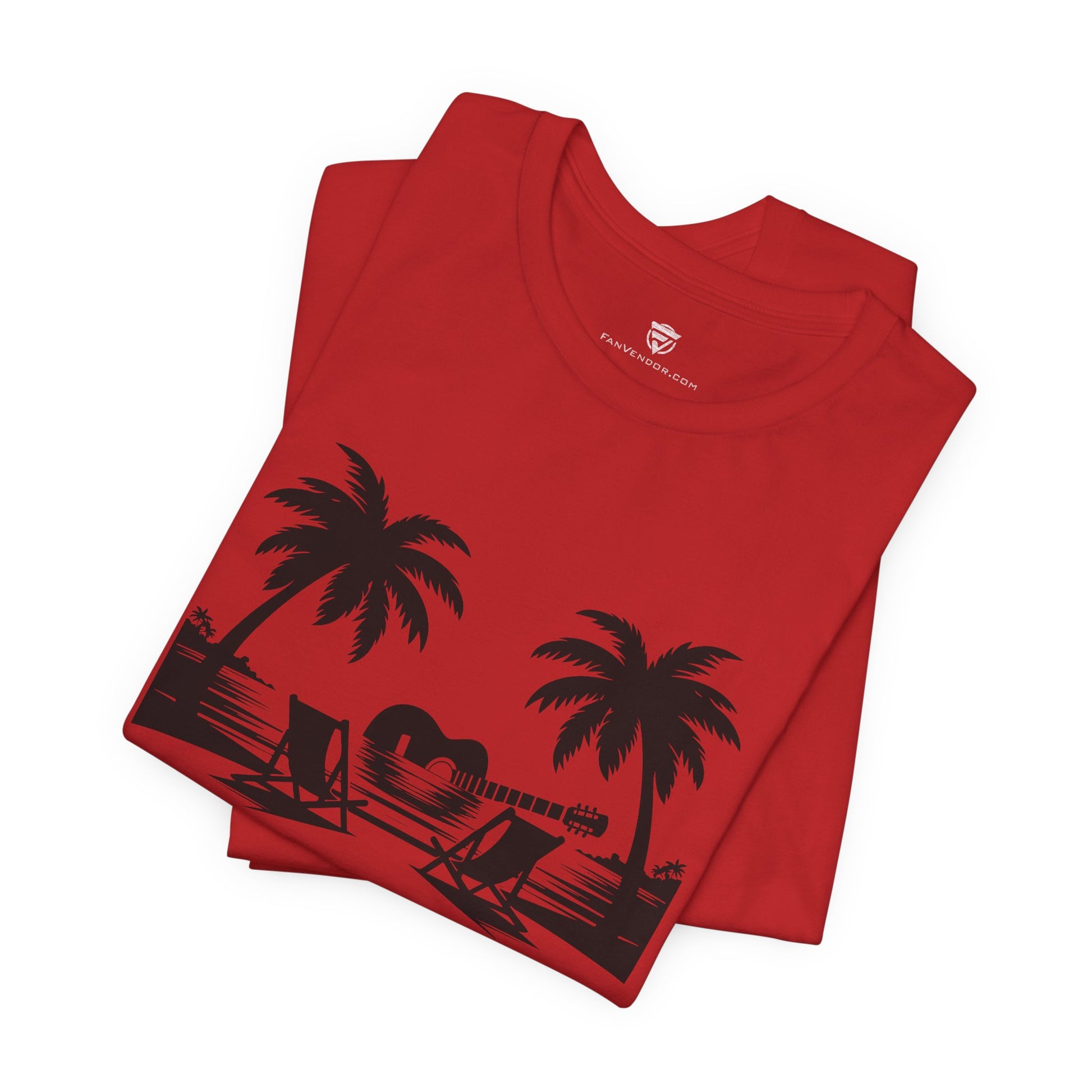 Unisex T-Shirt Guitar Music Beach Red