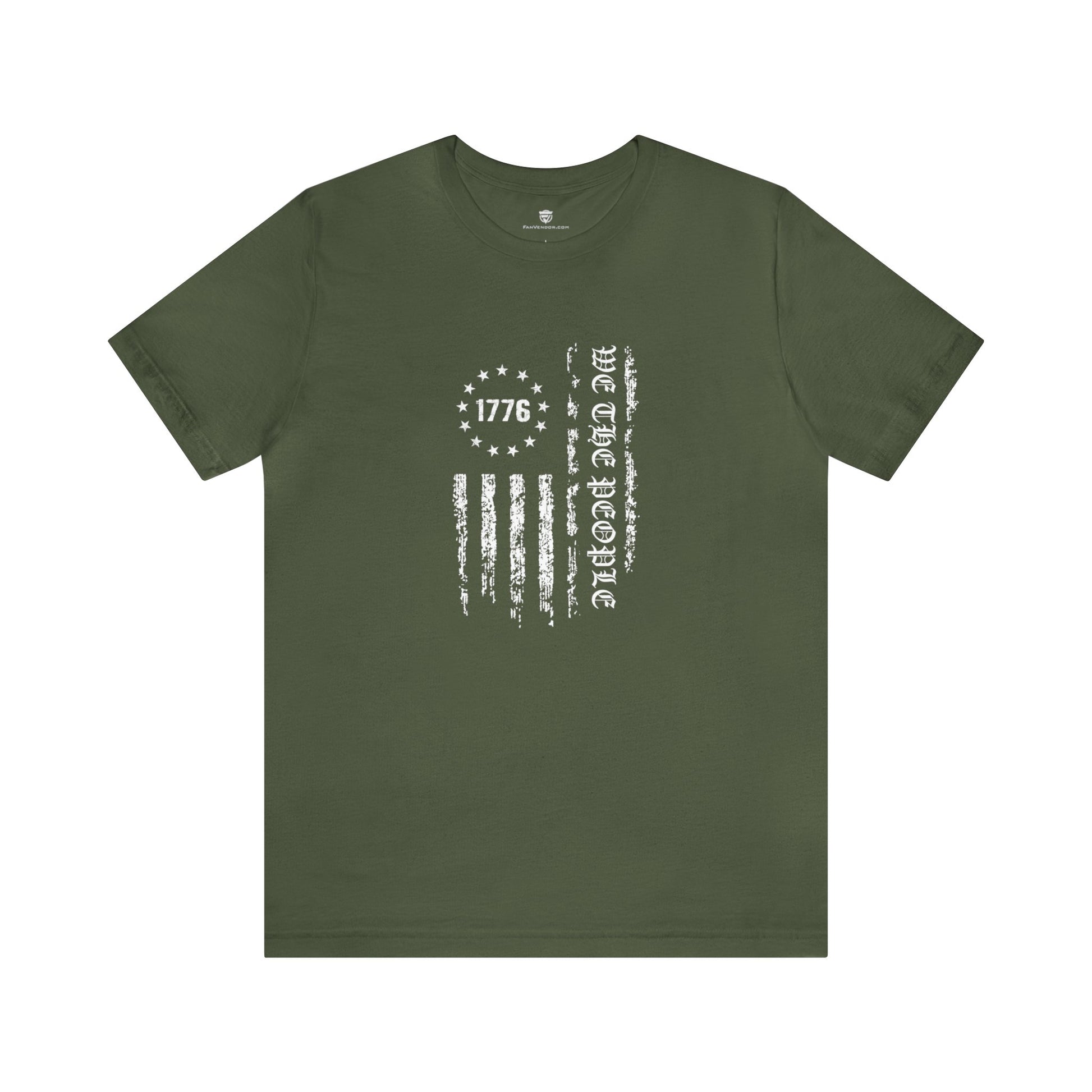 We The People American Flag T-Shirt  Military Green