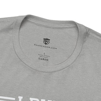 Gray t-shirt with 'FanVendor.com' logo and text on the collar area.