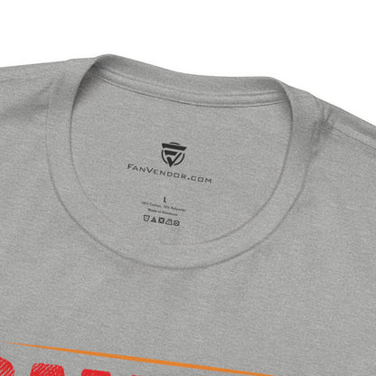 Gray t-shirt with 'FanVendor.com' logo and text on the collar area.