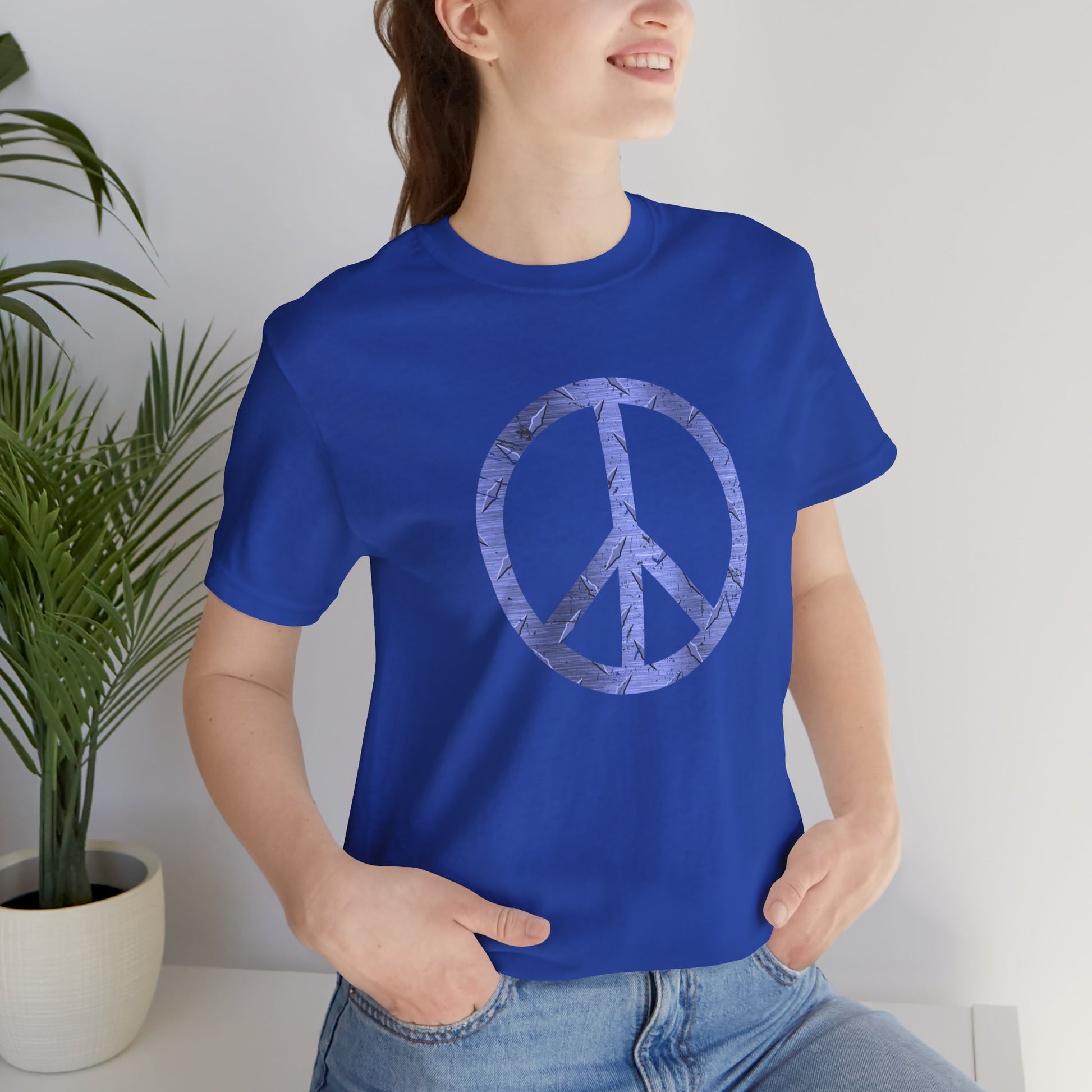 Cool Unisex T-Shirt Peace Sign Blue