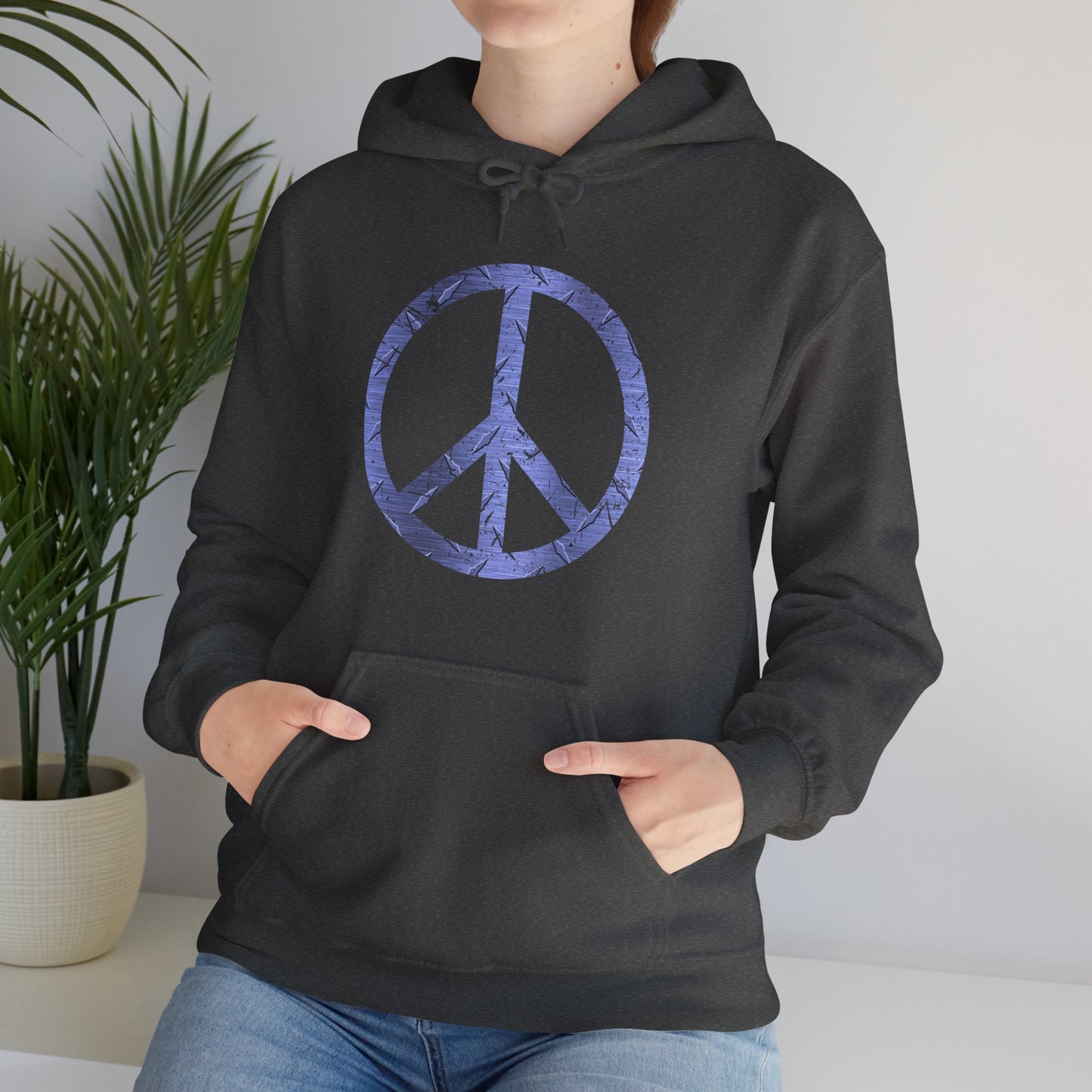 Cool Hoodie Graphic Peace Sign Grey