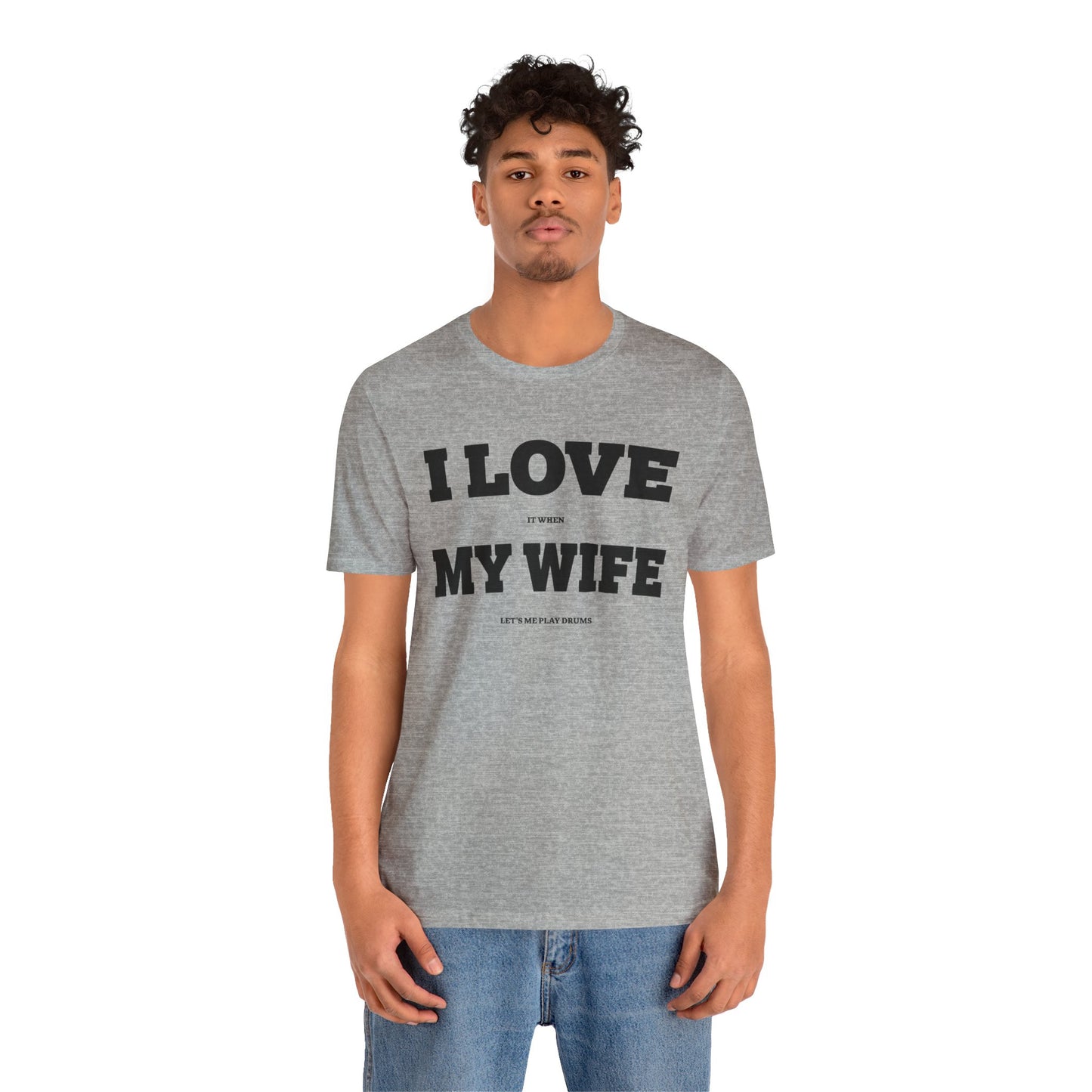 Funny Unisex T-Shirt Drummer Music Wife Grey