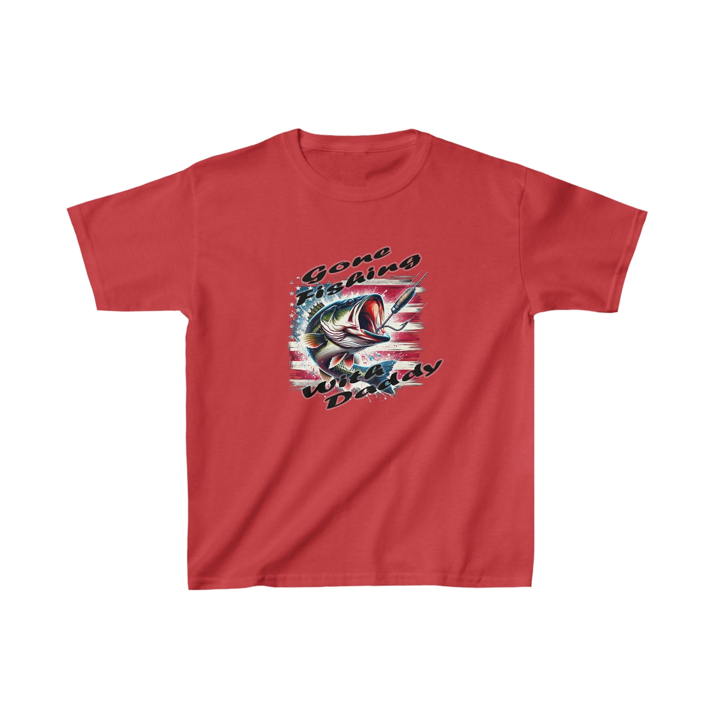 Kids Unisex Graphic Tee Fishing Red