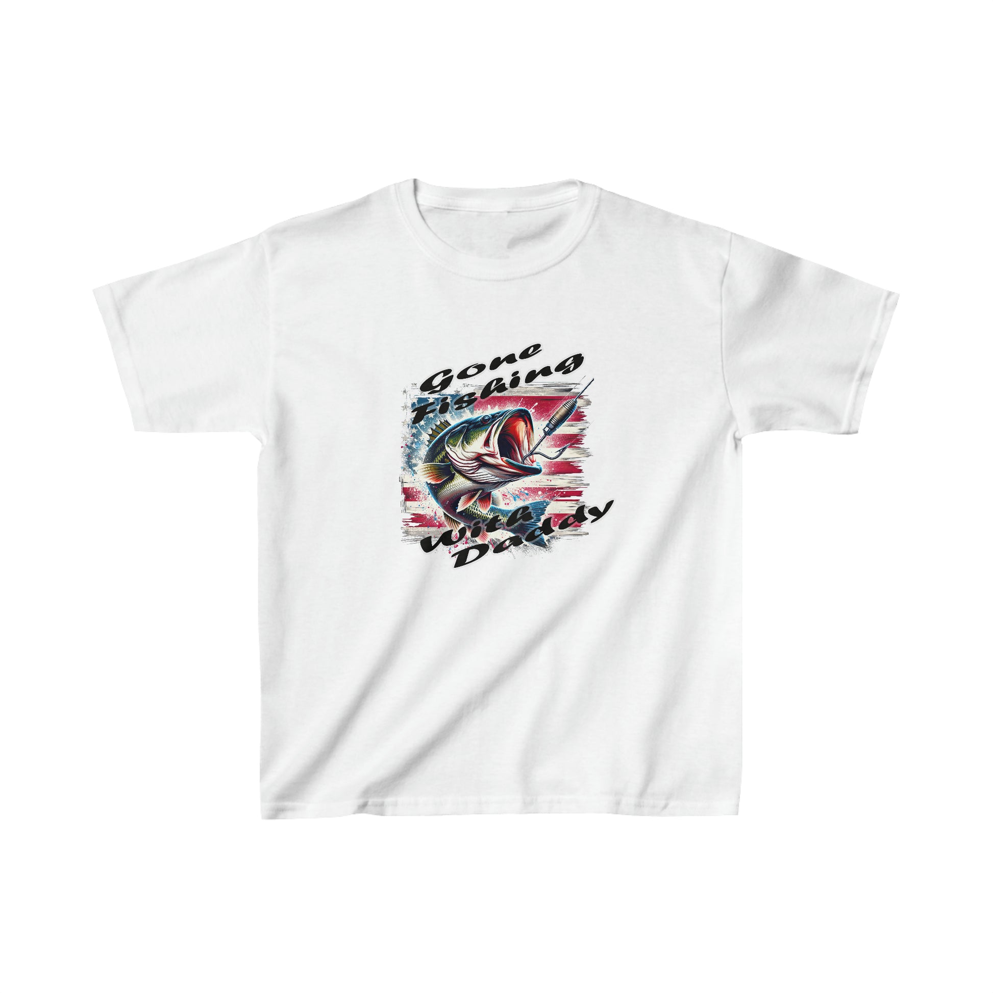 Kids Unisex Graphic Tee Fishing White