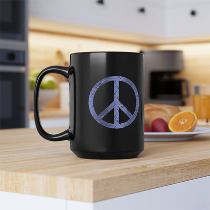 15oz Black Coffee Mug - Blue Steel Peace Sign