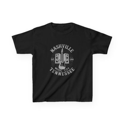 Black t-shirt with white text on a white background