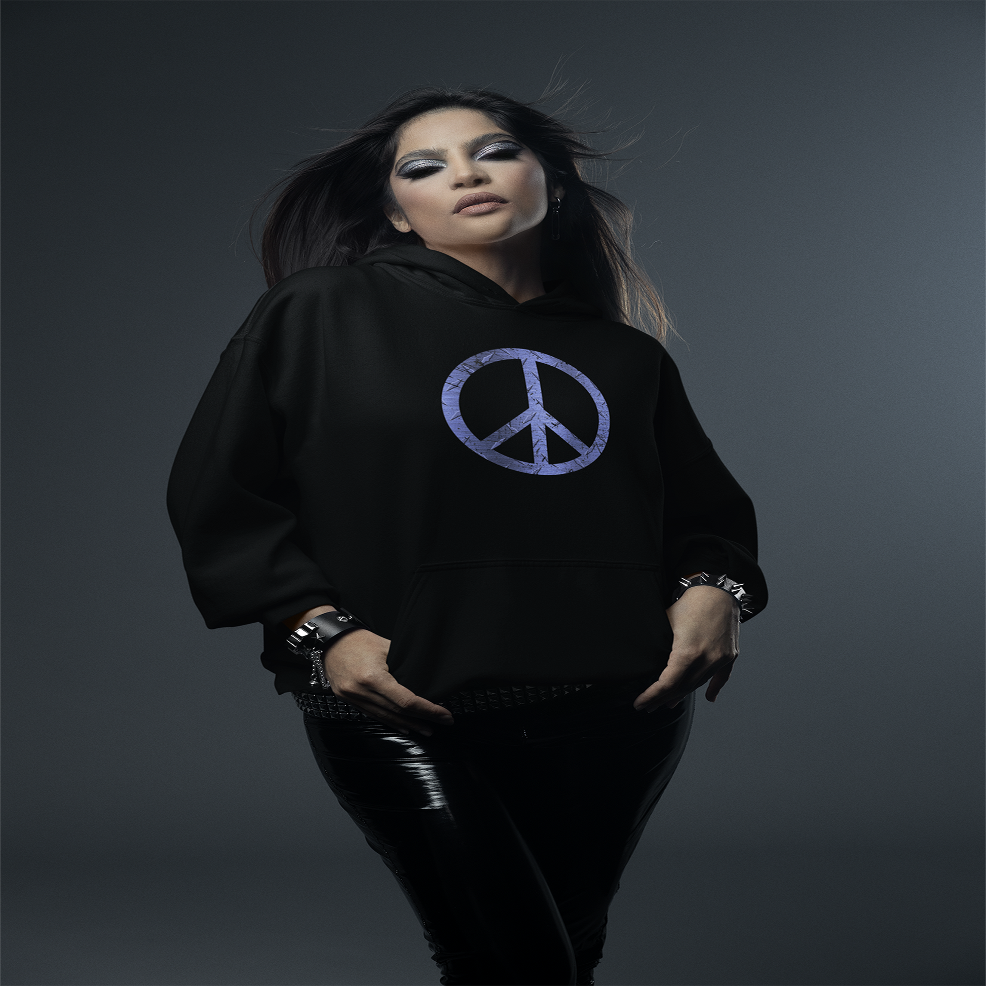 Cool Hoodie Graphic Peace Sign Black