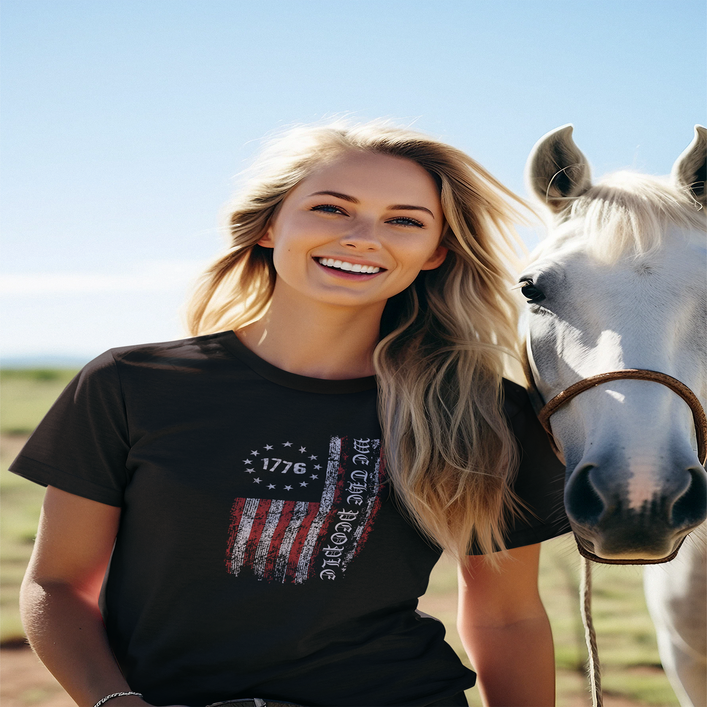 We The People American Flag Unisex Tee Black