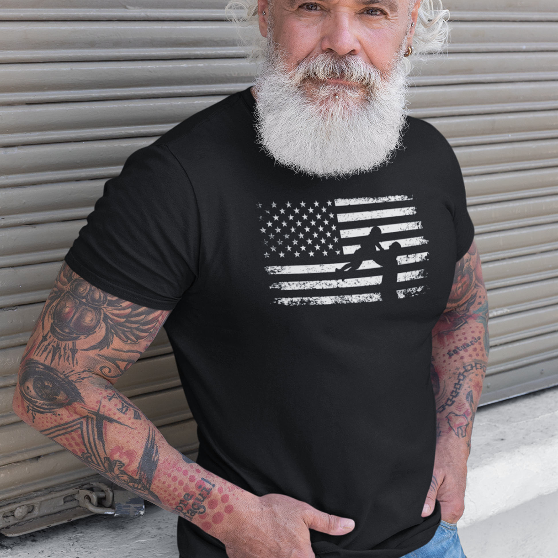 Gift for Grand Dad American Flag Graphic Tee 