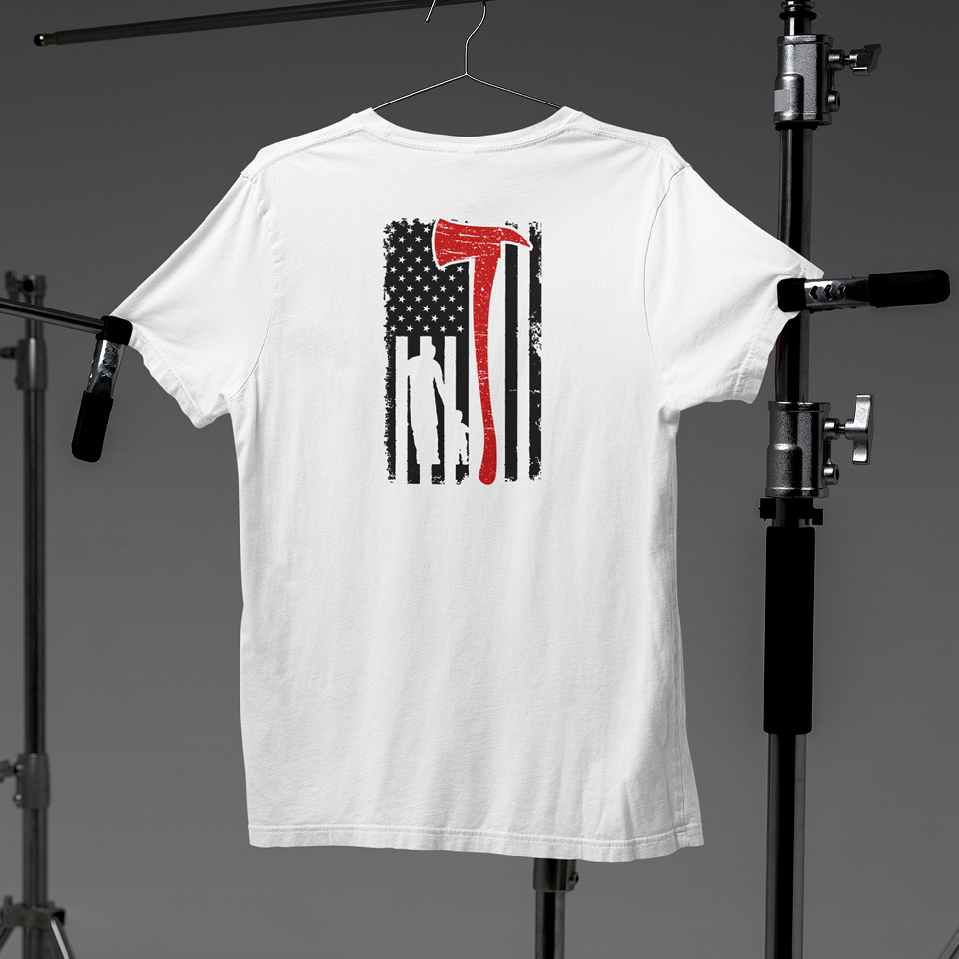 Patriotic Fireman Graphic Tee White