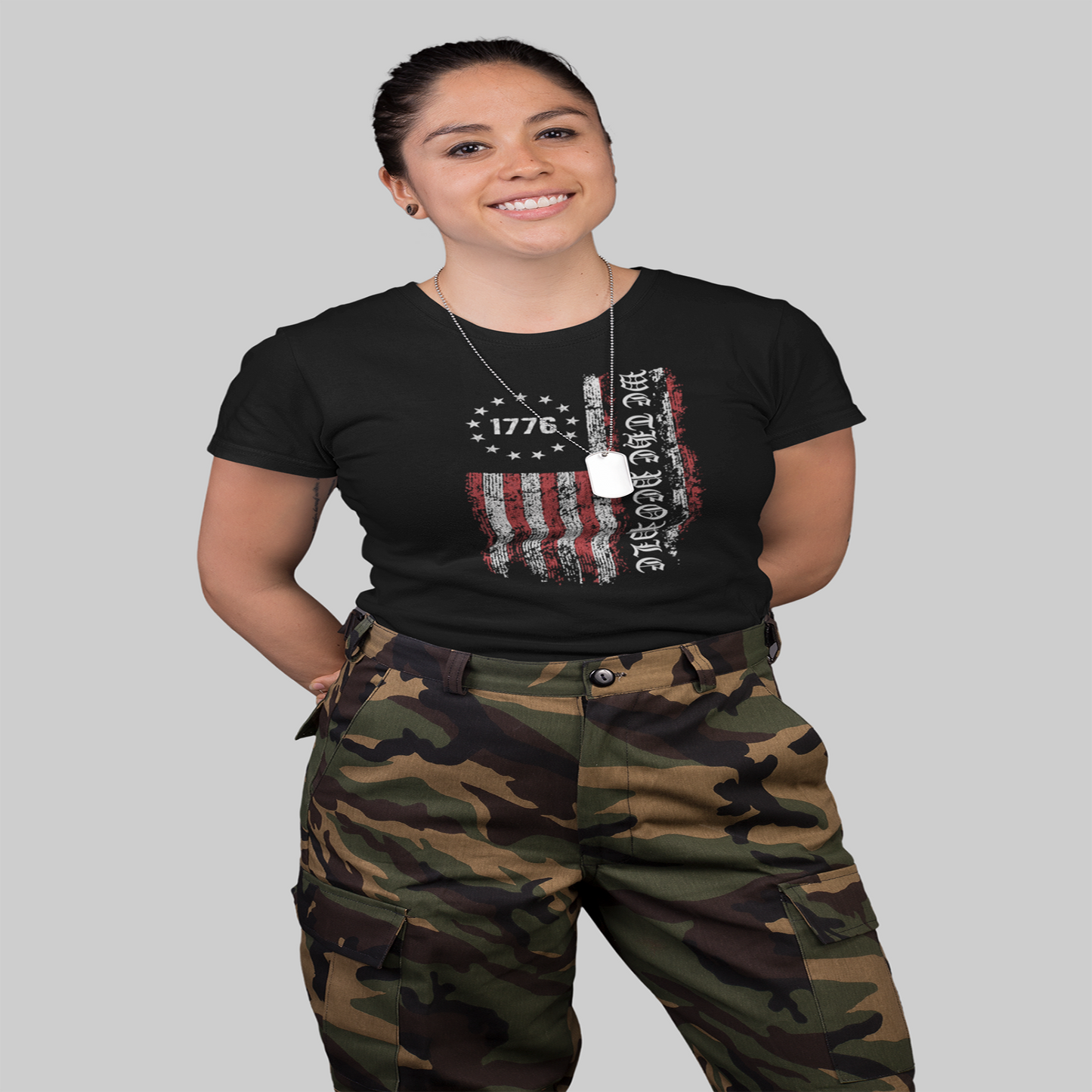 We The People American Flag Tee Black