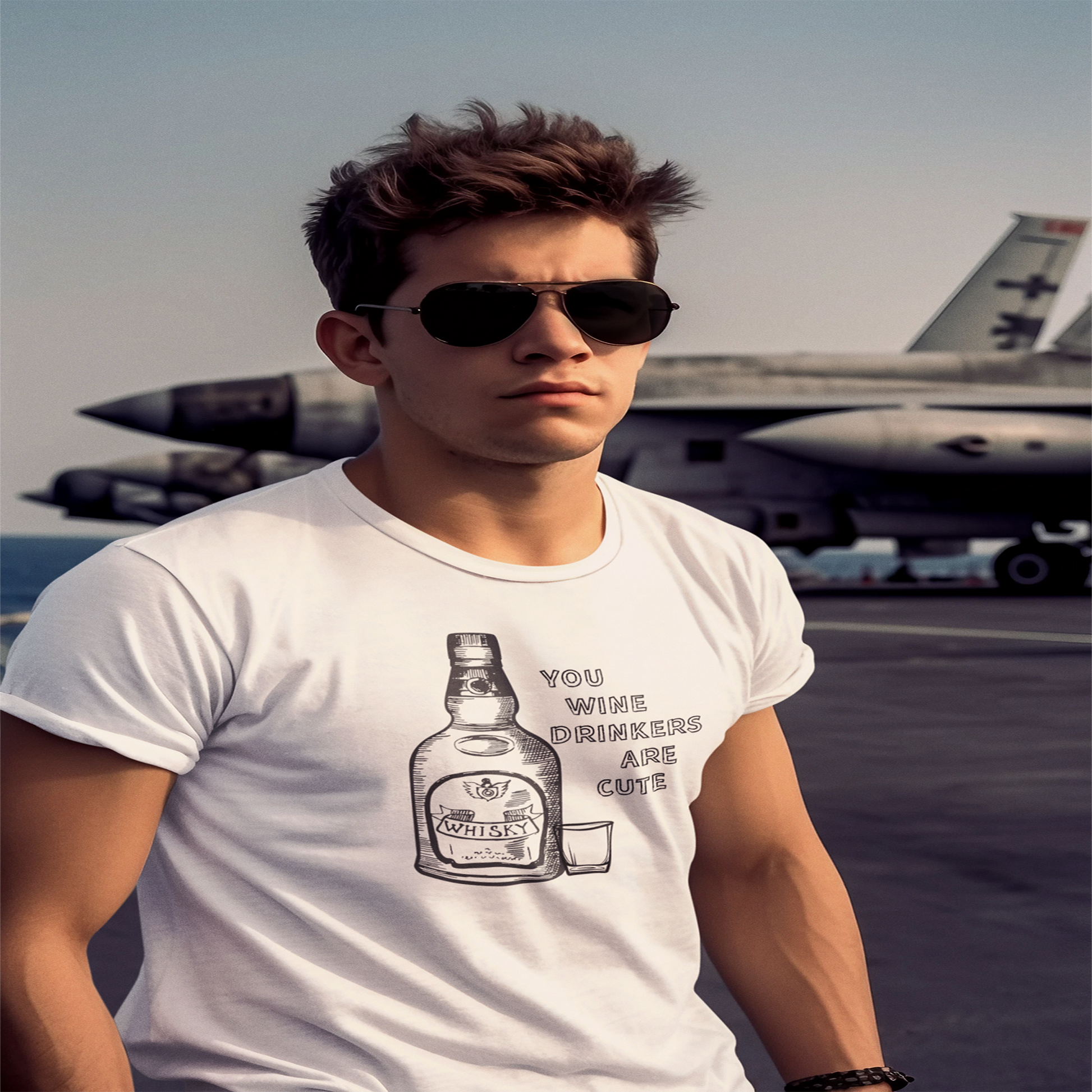 Funny Men's T-Shirt Wine Whiskey White