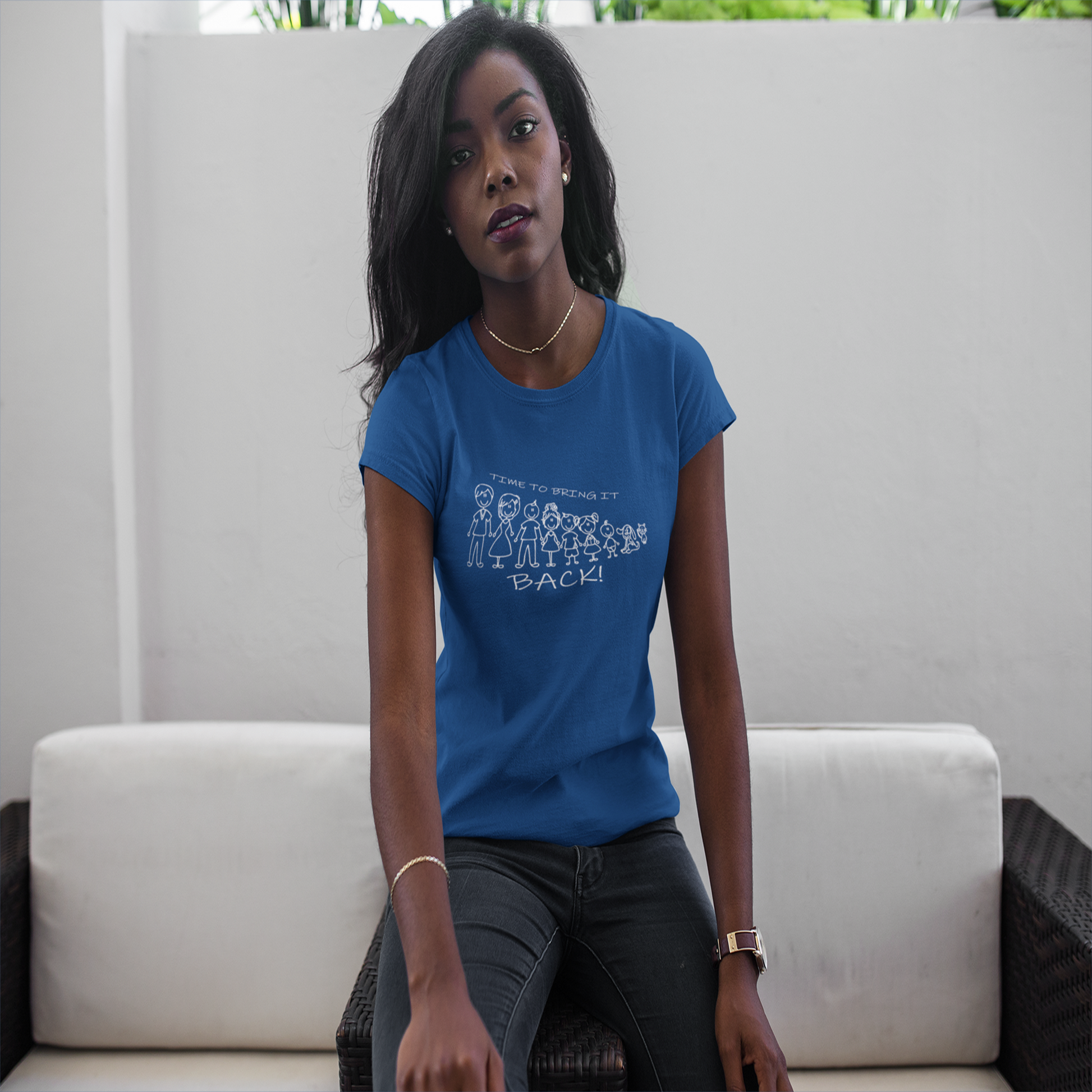 Positive Women's T-Shirt Inspirational Family Blue