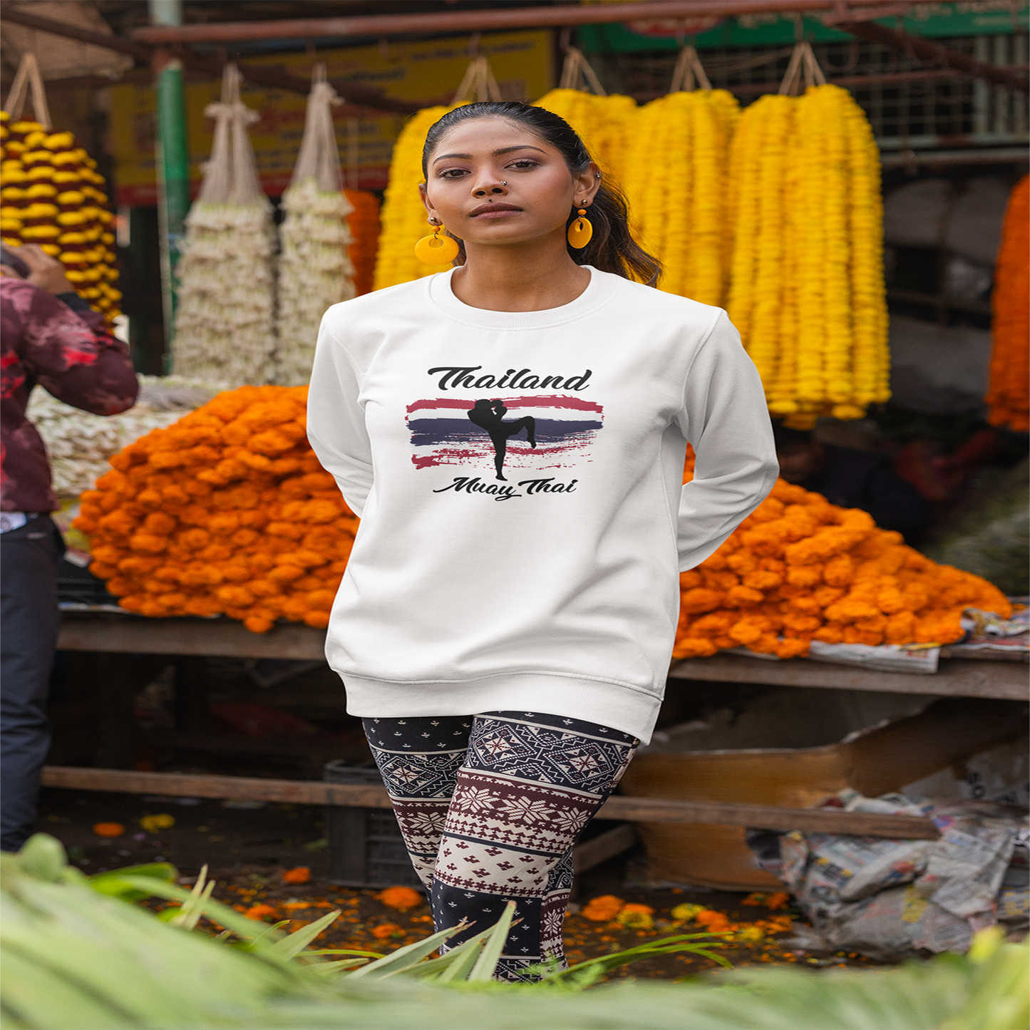 Unisex Muay Thai Sweatshirt Thailand White